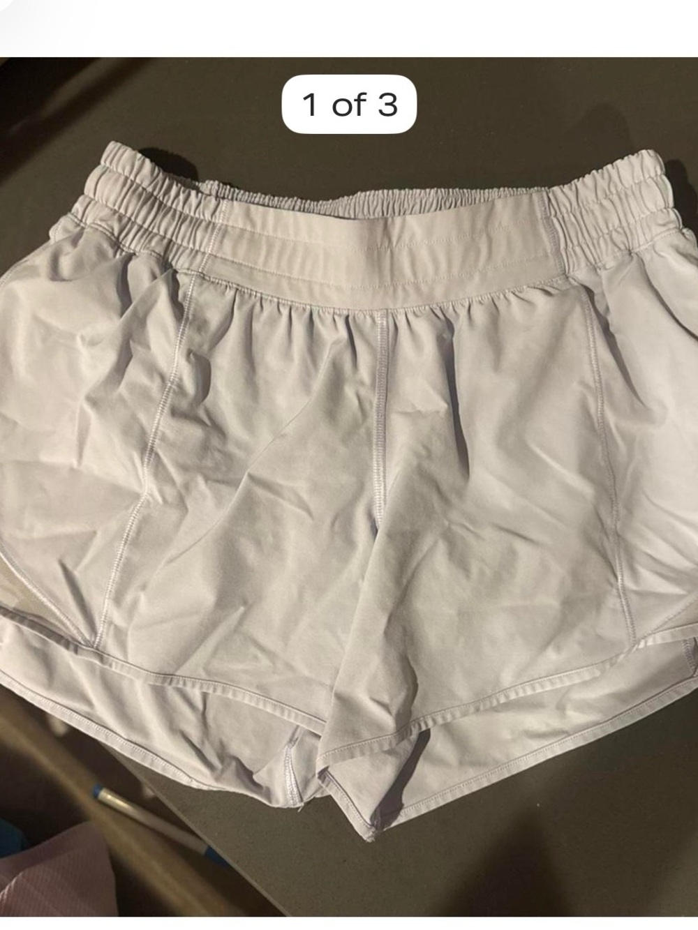 Lululemon Hotty Hot shorts size 8 low rise ..4in.. gray/blue/lavender